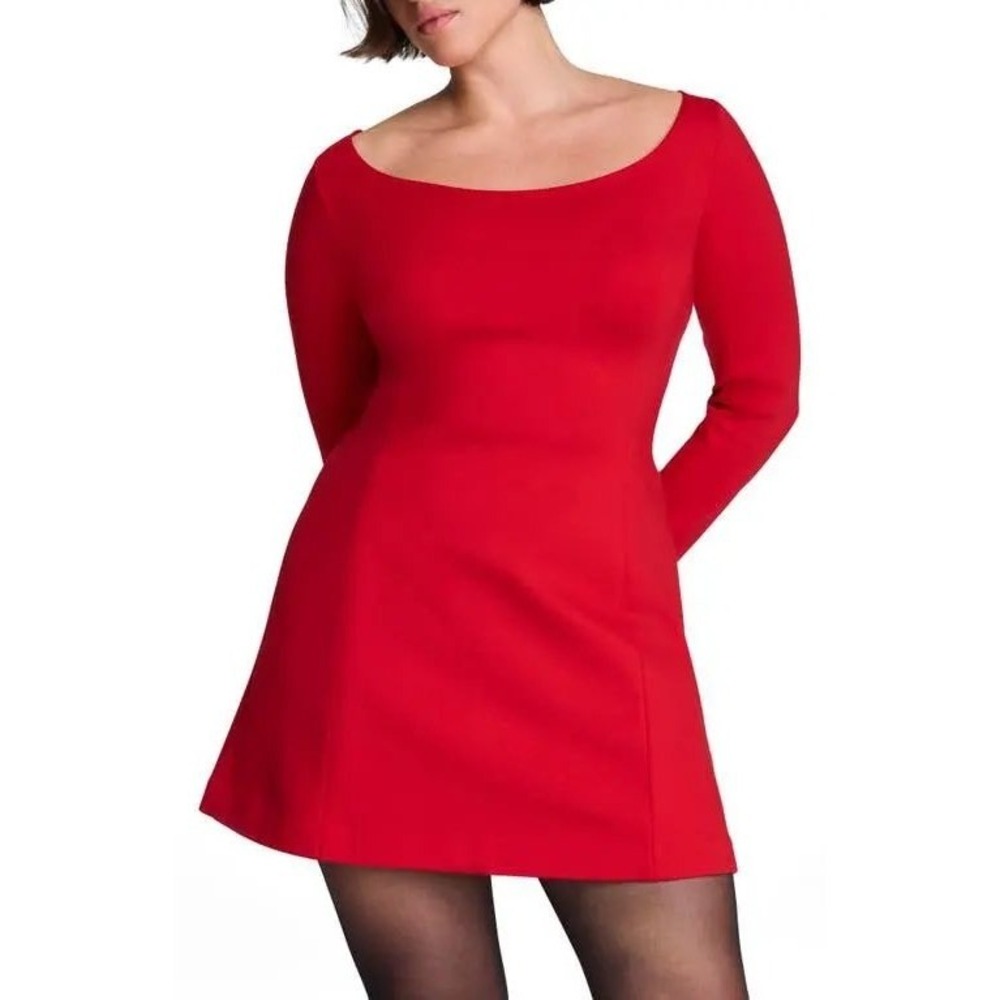 Spanx Ponte Ballet Neck Mini Dress Womens 1X Red Quiet Luxury Modern Holiday